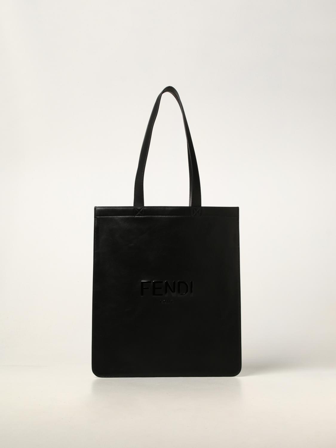 FENDI: Borsa in pelle di vitello con logo verniciato - Nero | Borsa Fendi  7VA538 AFB3 GIGLIO.COM