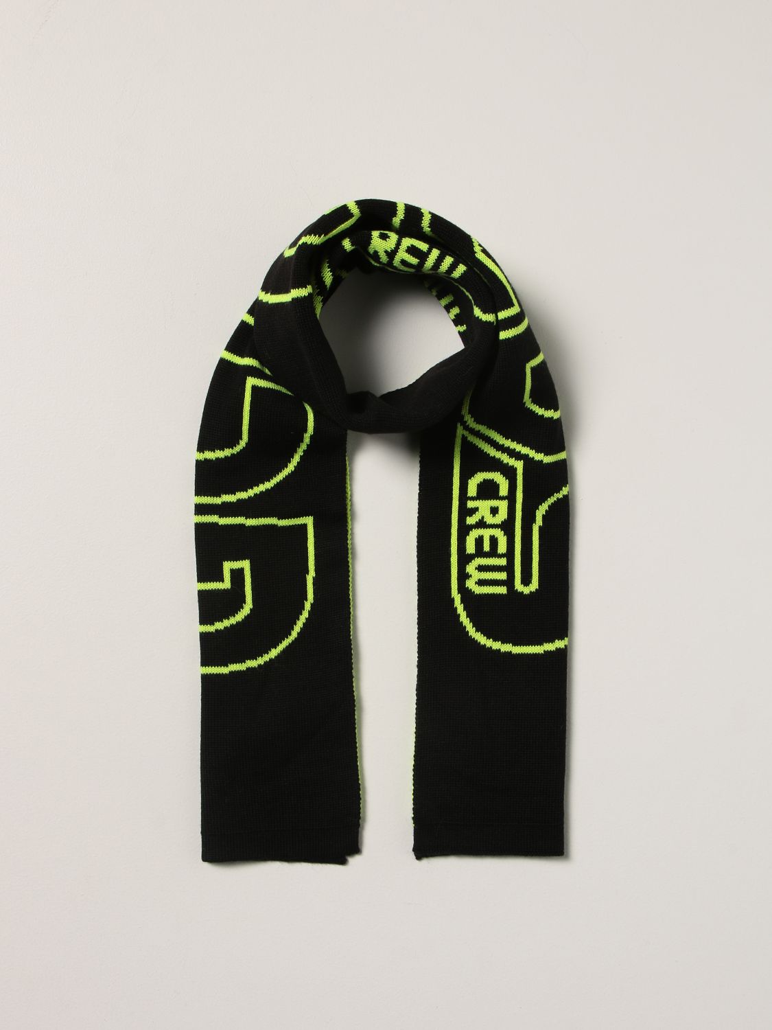 男童围巾 Gcds: Gcds 大Logo羊毛混纺围巾 黑色 2