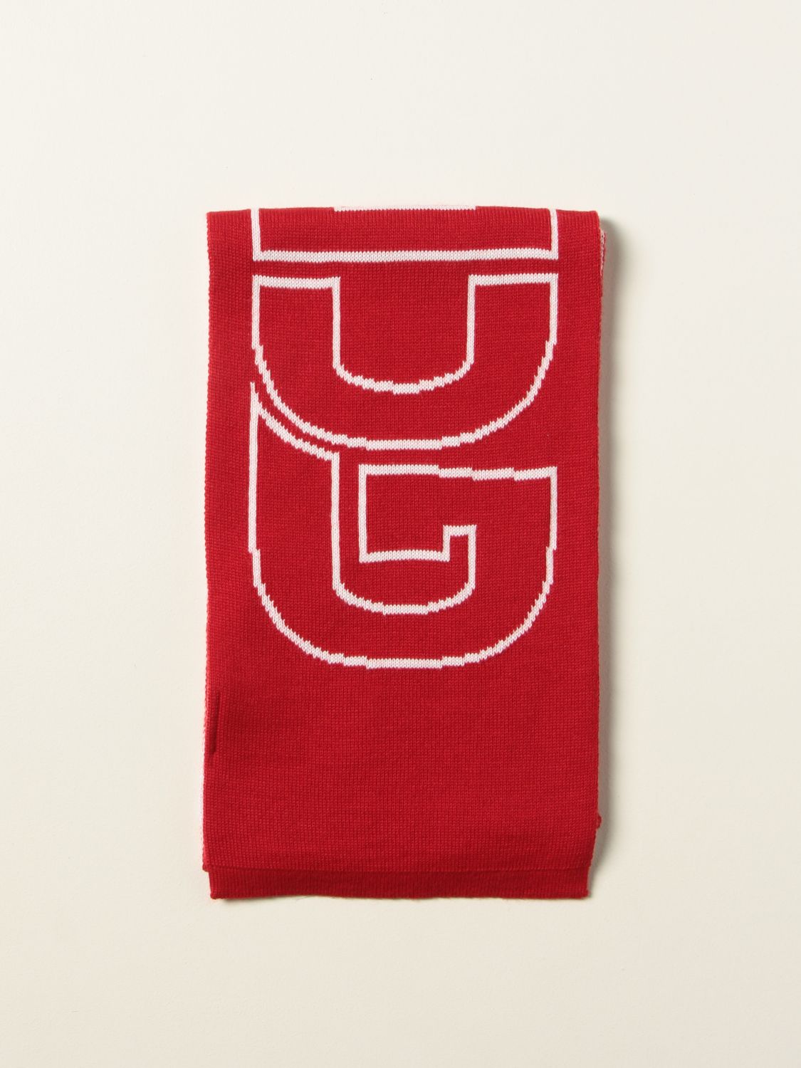 男童围巾 Gcds: Gcds 大Logo羊毛混纺围巾 红色 1