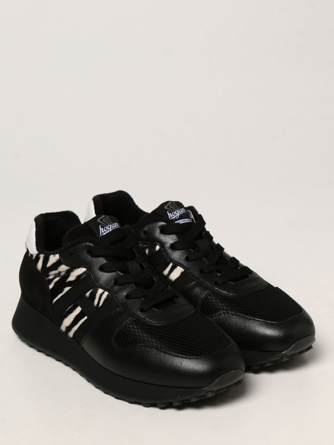 HOGAN: H429 sneakers in animalier pony leather - Black | Hogan sneakers ...