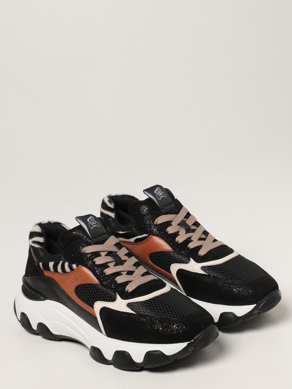 HOGAN SNEAKER HYPERACTIVE IN PELLE E CAVALLINO Donna Nero Cuoio |  Mascheroni Store