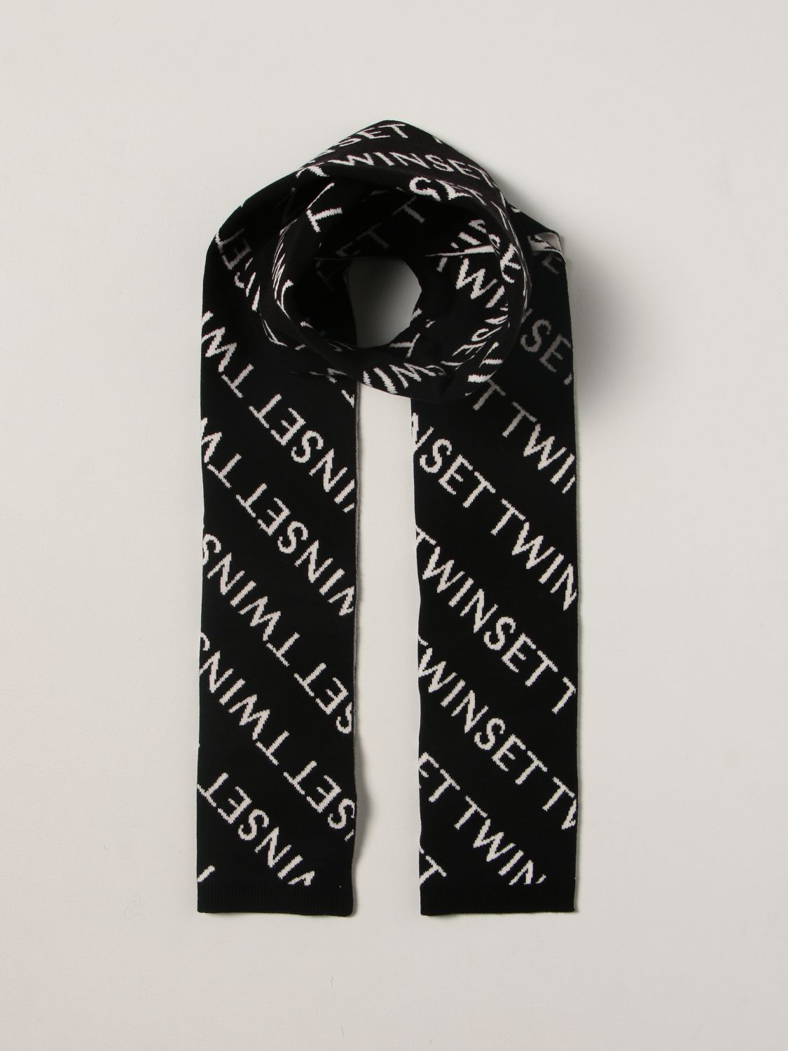 Scarf Twinset: Twin-set scarf in viscose blend with all-over logo black 2