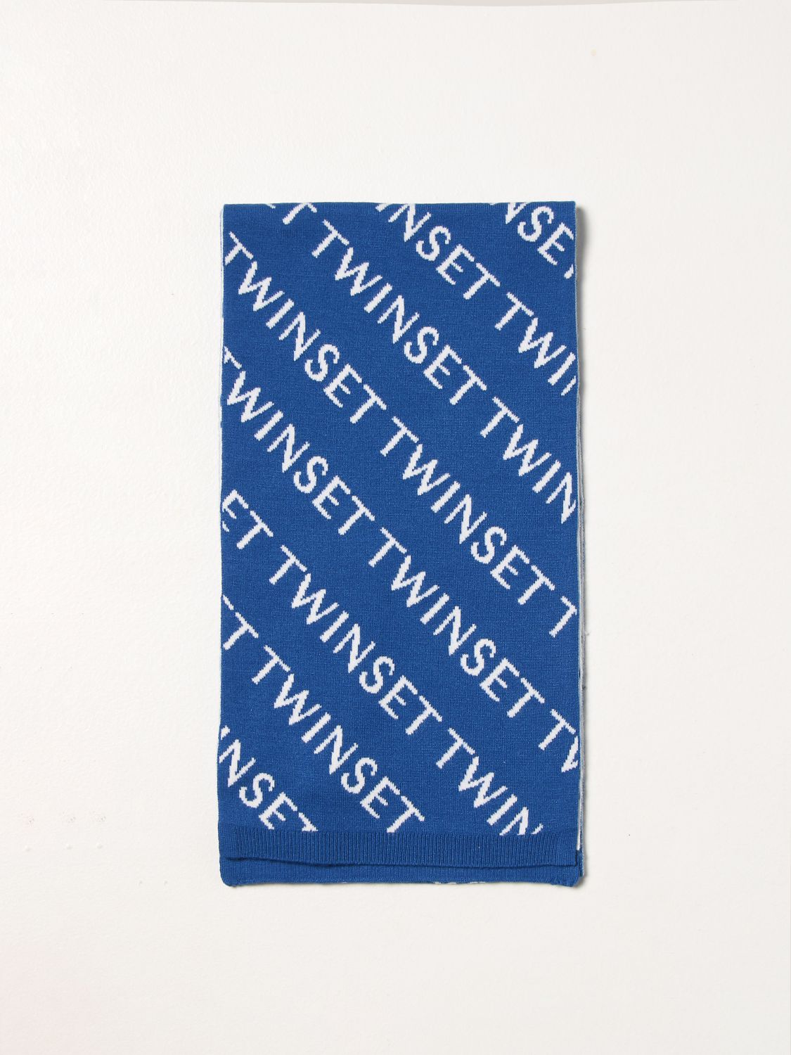 Scarf Twinset: Twin-set scarf in viscose blend with all-over logo royal blue 1
