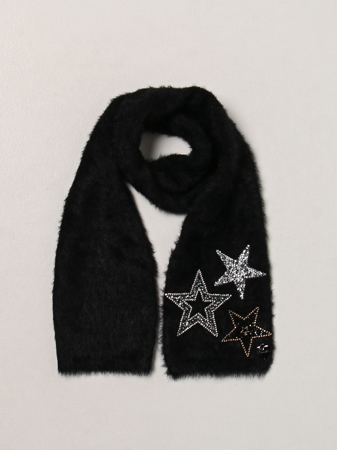 Scarf Twinset: Twin-set knitted scarf with lurex stars black 2