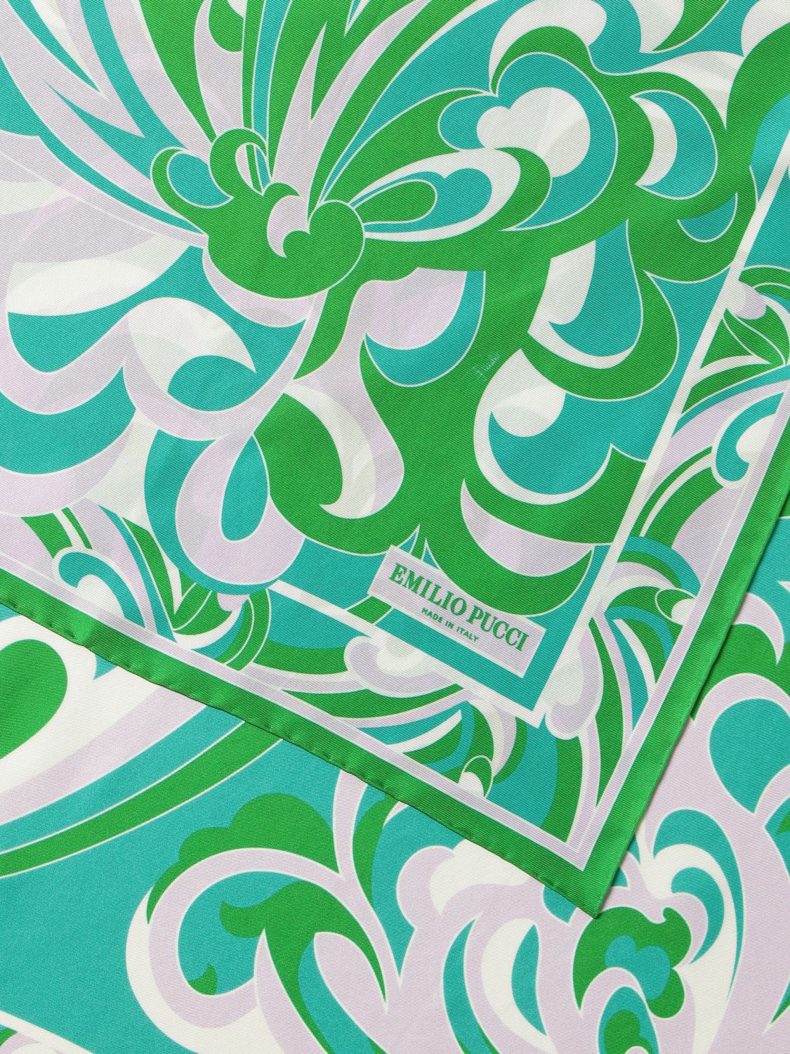 EMILIO PUCCI: abstract patterned scarf - Green  Emilio Pucci neck scarf  1RGB58 1RA58 online at
