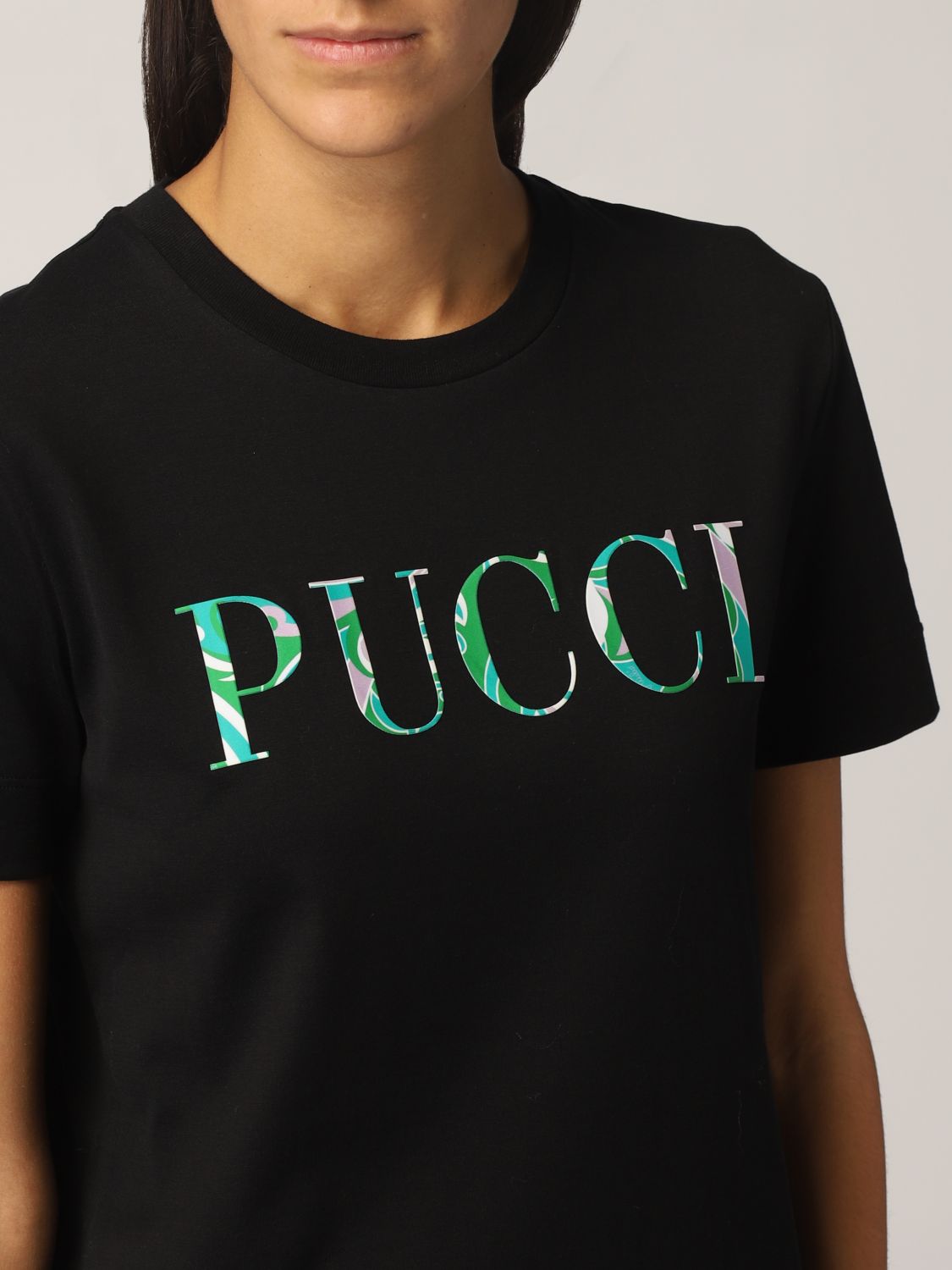 T-shirt Synthétique Emilio Pucci en coloris Noir Femme Vêtements Tops T-shirts 