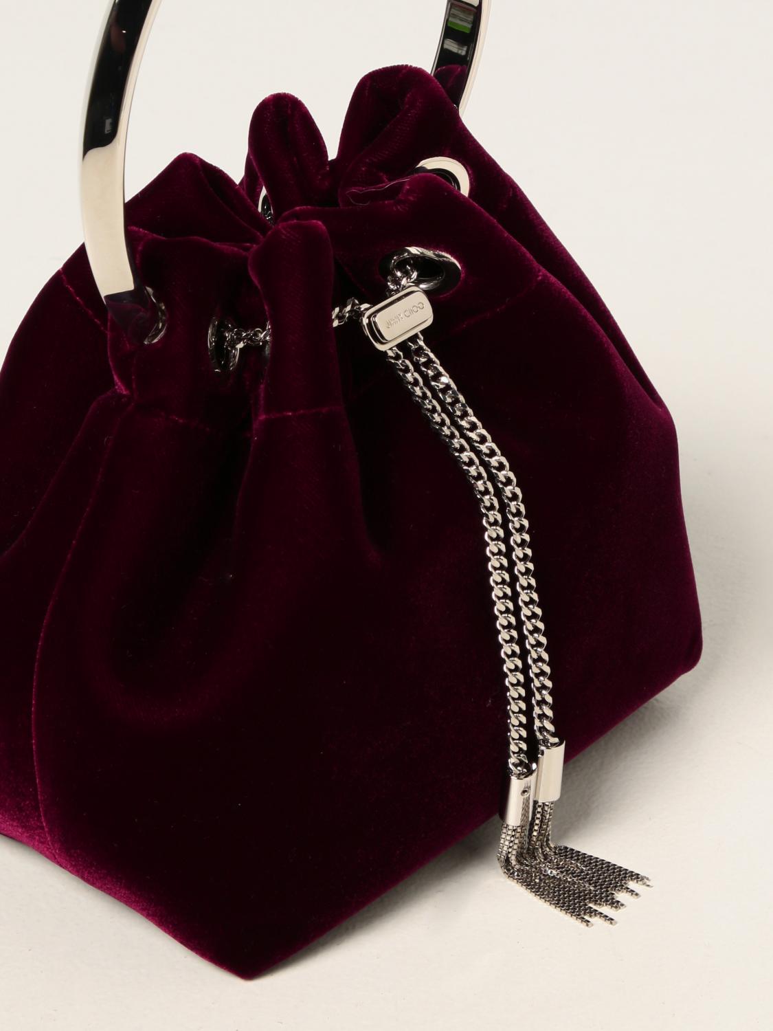 JIMMY CHOO: Bon Bon velvet bag - Burgundy | Jimmy Choo mini bag BON BON ...