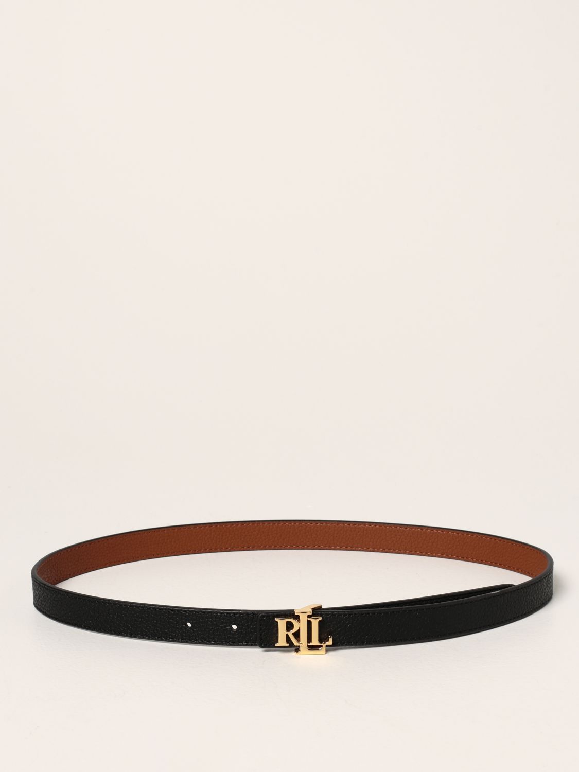 LAUREN RALPH LAUREN: reversible belt in grained cowhide - Black