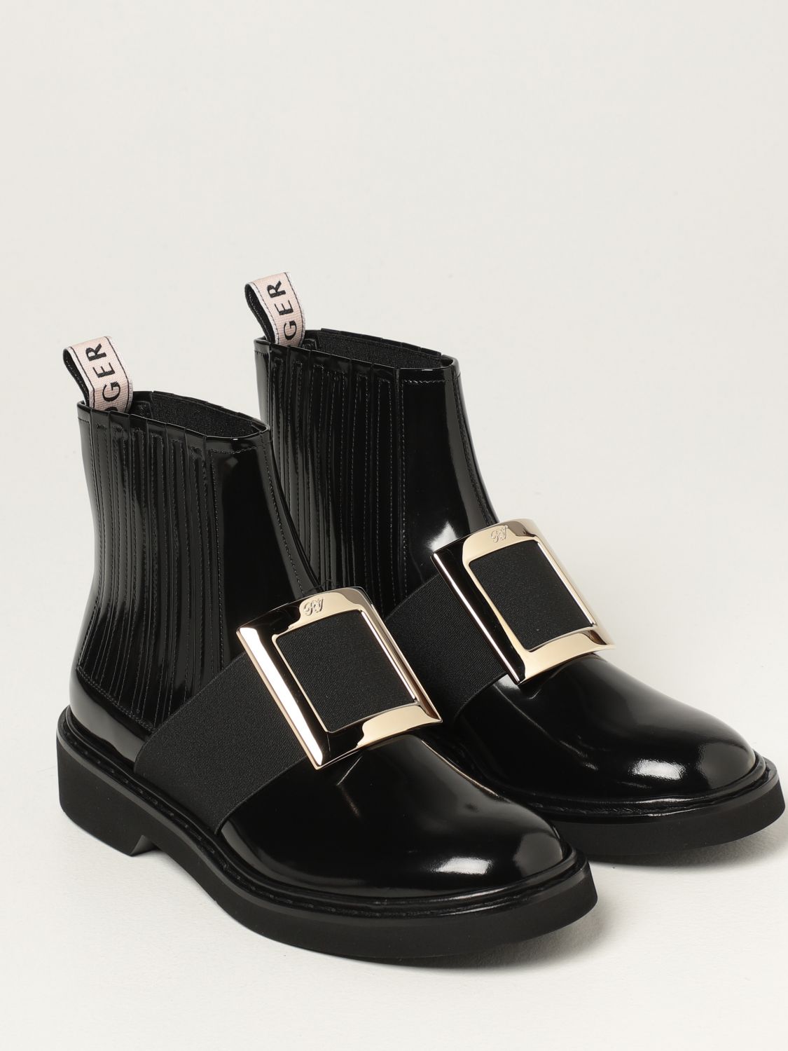 ROGER VIVIER: Viv 'Rangers ankle boots in patent leather with buckle