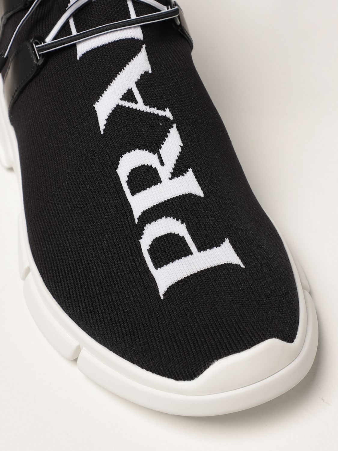 Zapatillas Prada: Zapatillas de Prada en tejido de punto con logo negro 4