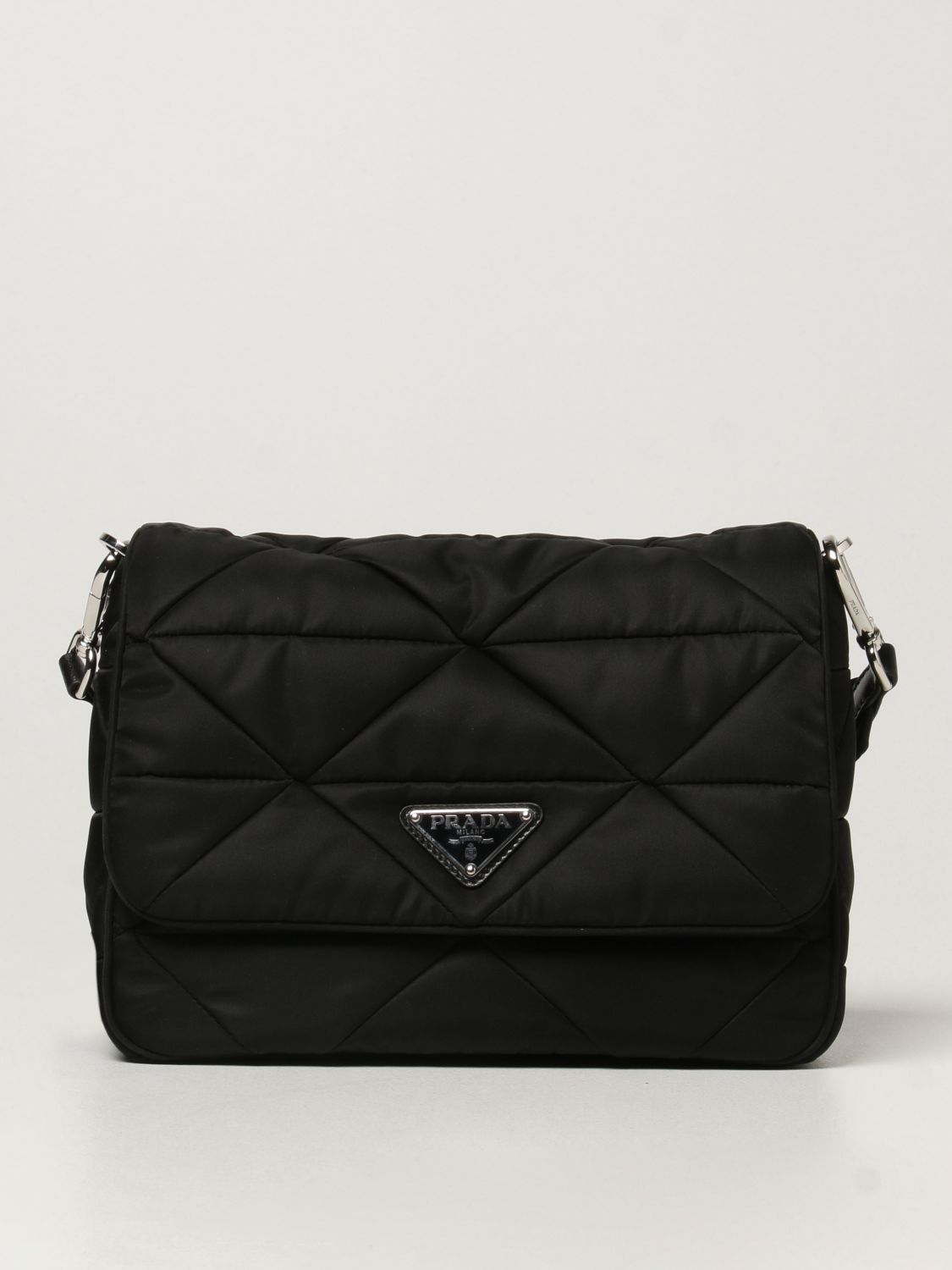 PRADA: nylon patch bag - Black | Prada crossbody bags 1BD290 RDJN online on  