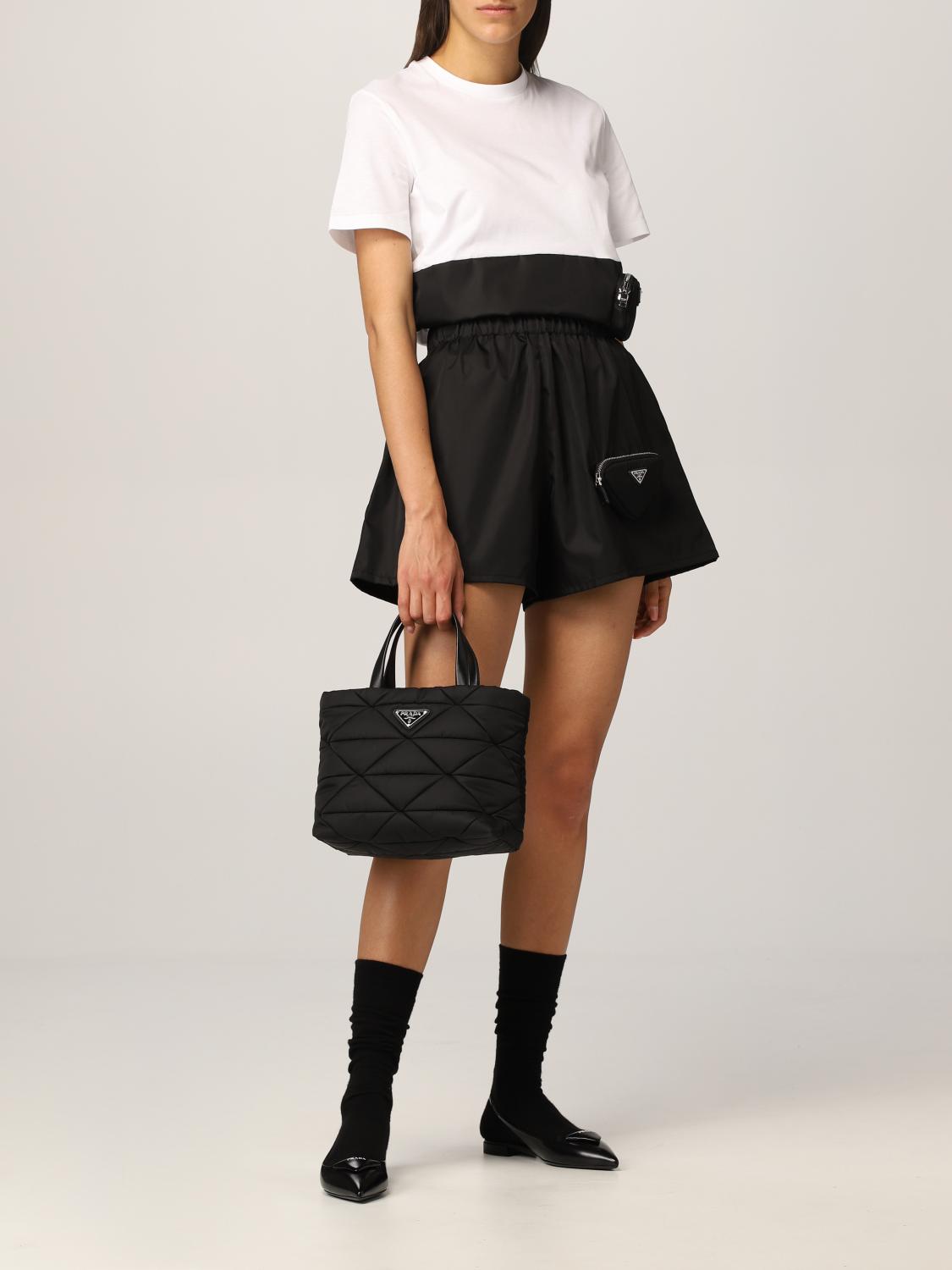 PRADA bag in Renylon with triangular pattern Black Prada handbag