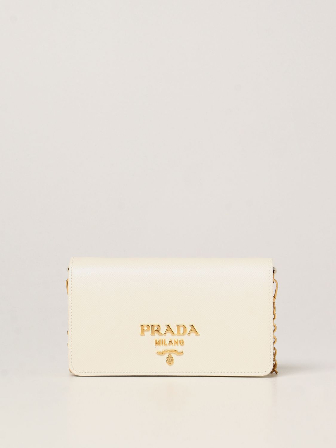 PRADA: crossbody bag in saffiano leather - White | Prada mini bag 1BP023  NZV online on 