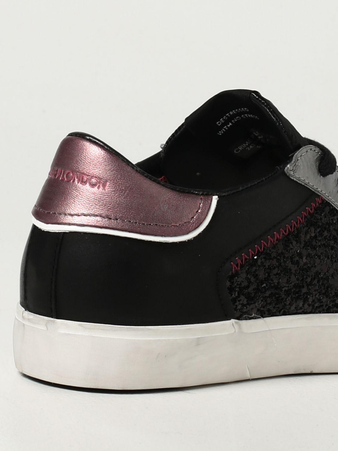 B6624 sneaker donna CRIME LONDON scarpa grigio scuro glitter shoe slip on woman 