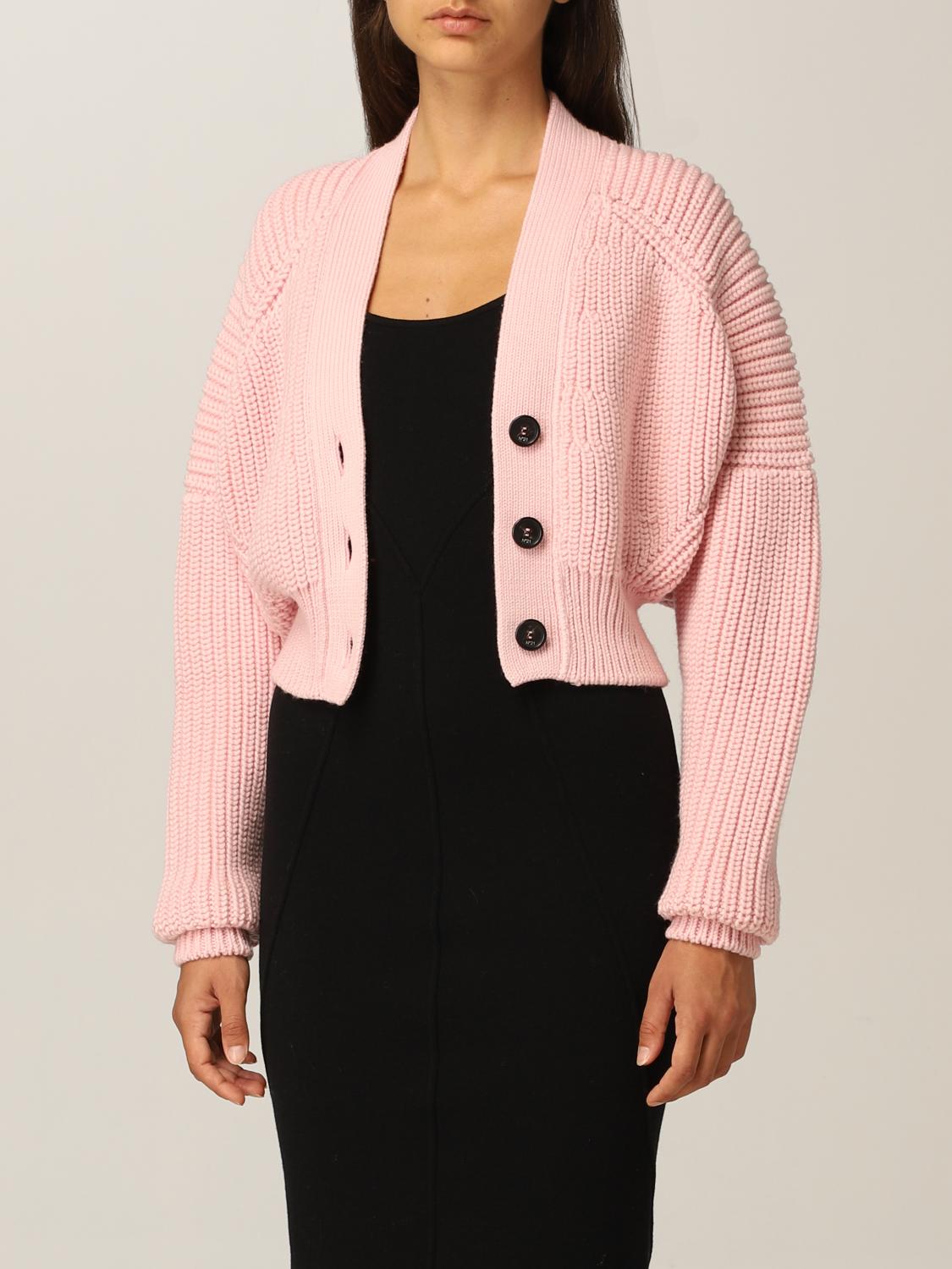 N° 21: Cardigan in lana vergine - Rosa | Cardigan N° 21 A042 7147 GIGLIO.COM