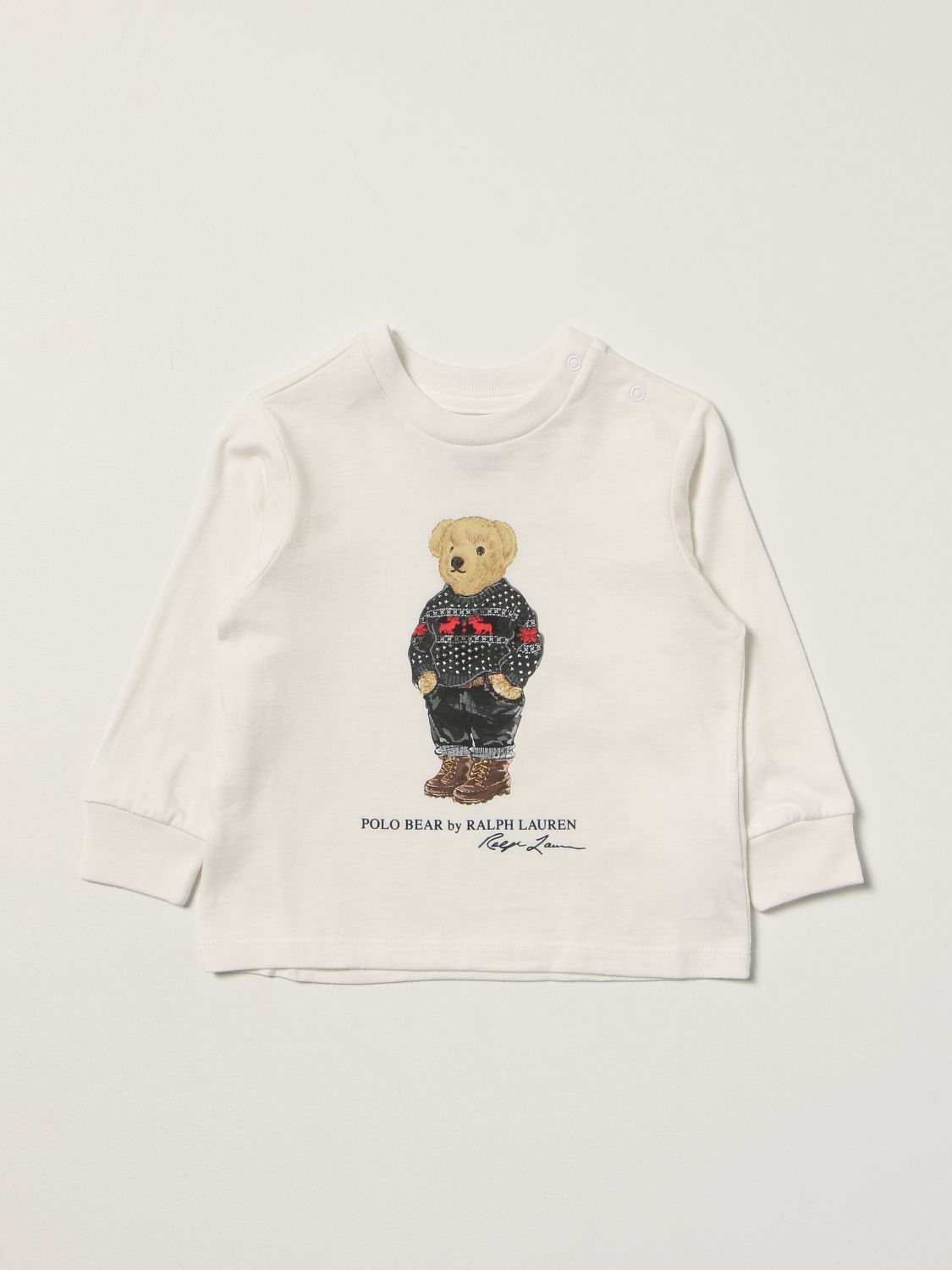 T-shirt Polo Ralph Lauren: T-shirt Polo Ralph Lauren con logo teddy panna 1