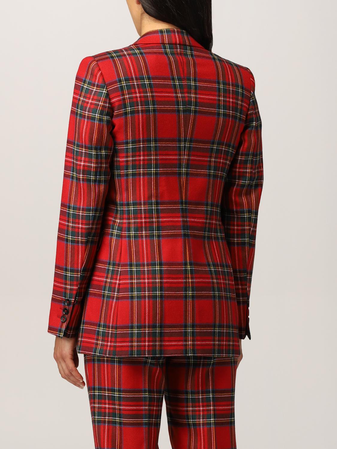 tartan blazer red