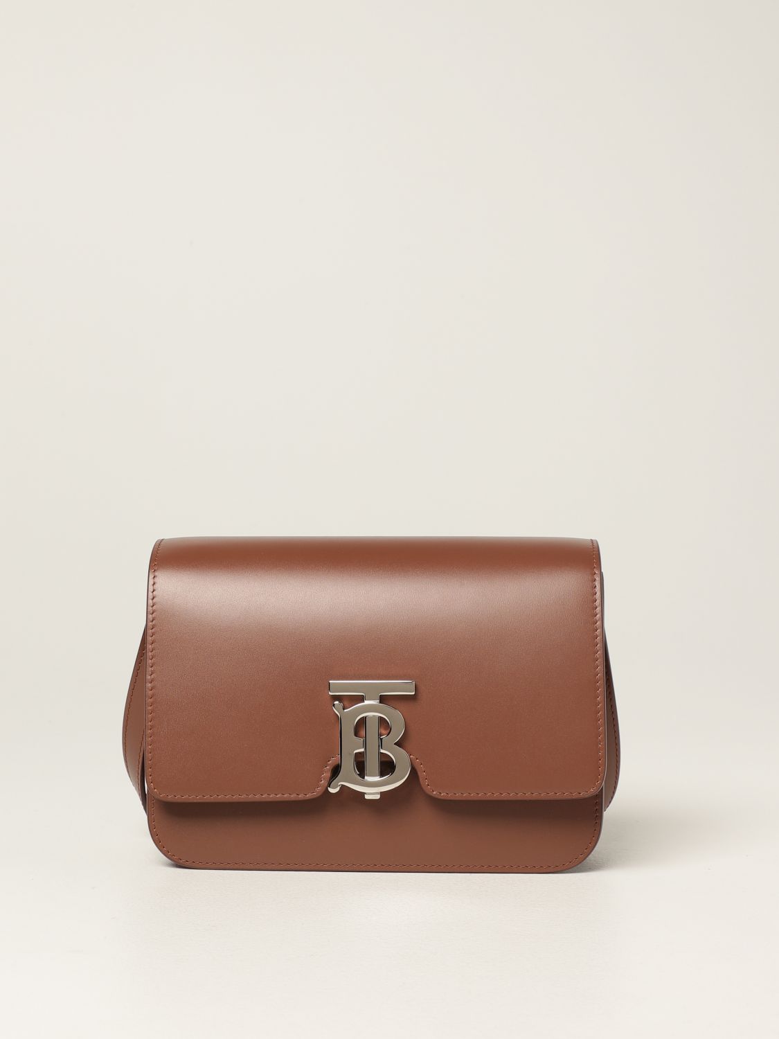 Burberry Malt Brown Tb Leather Bag