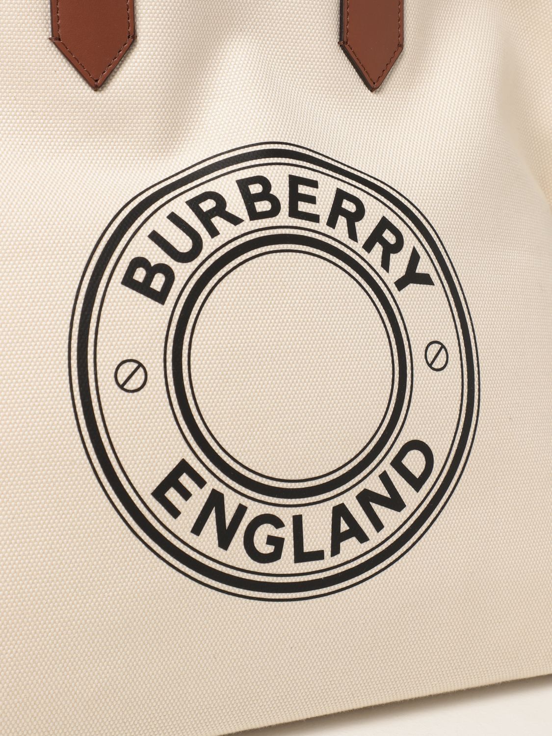 BURBERRY: Large Society Tote Bag in cotton canvas with graphic and logo ...