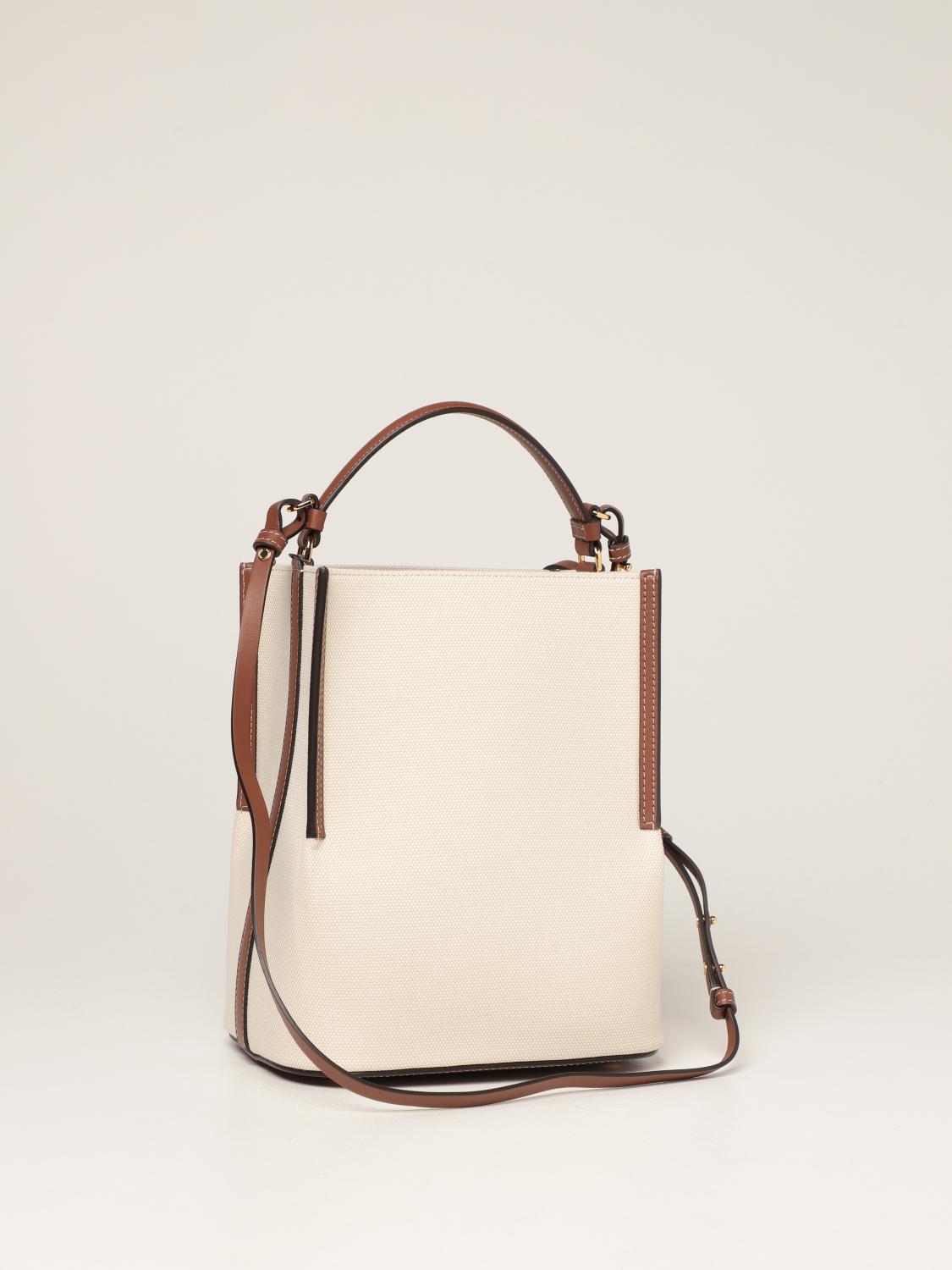 Burberry Small Peggy bucket bag in e-canvas with monogram Price