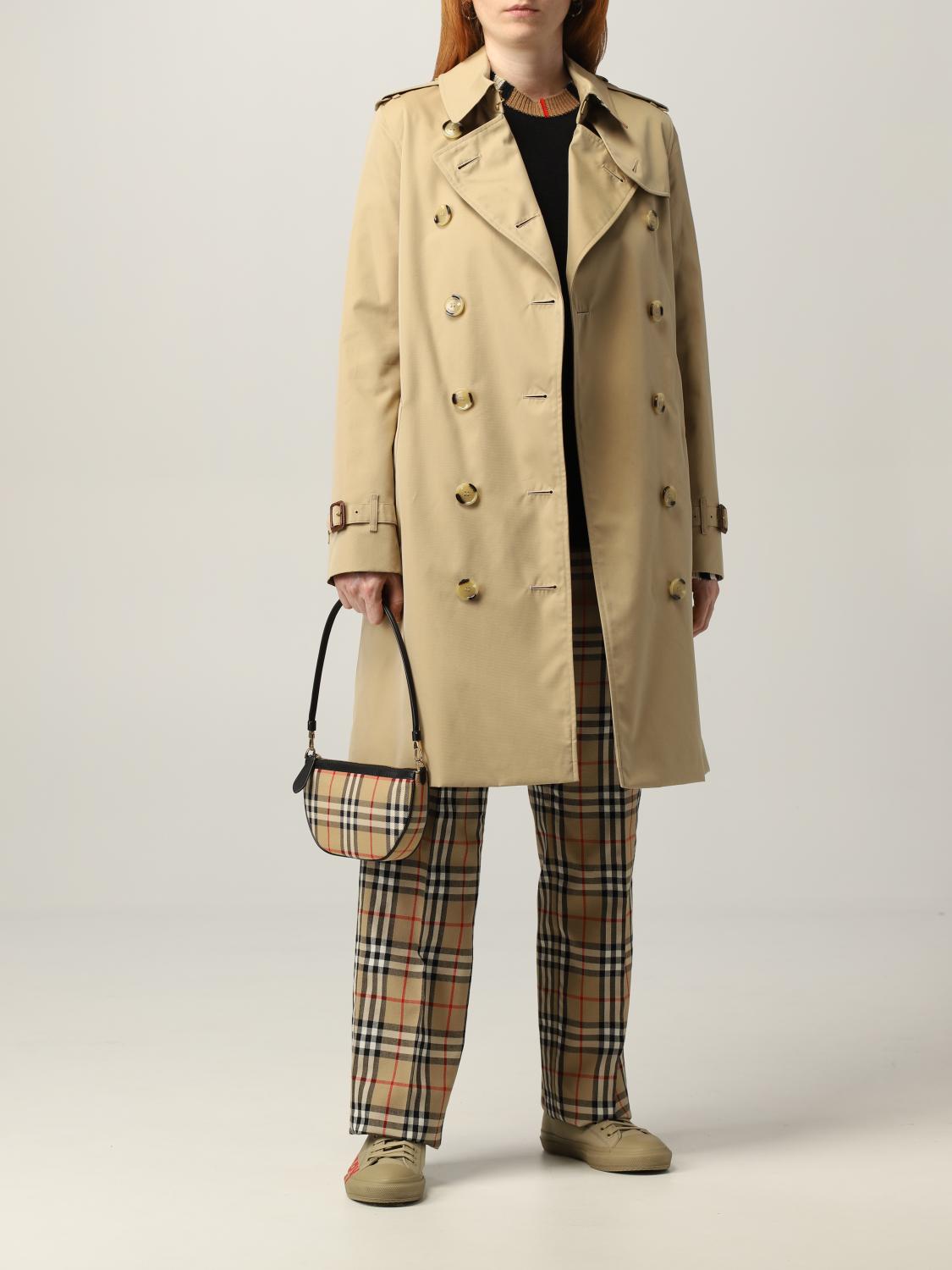 BURBERRY: Borsa Olympia in tela check e pelle - Beige | Borsa Mini Burberry  8043405 GIGLIO.COM