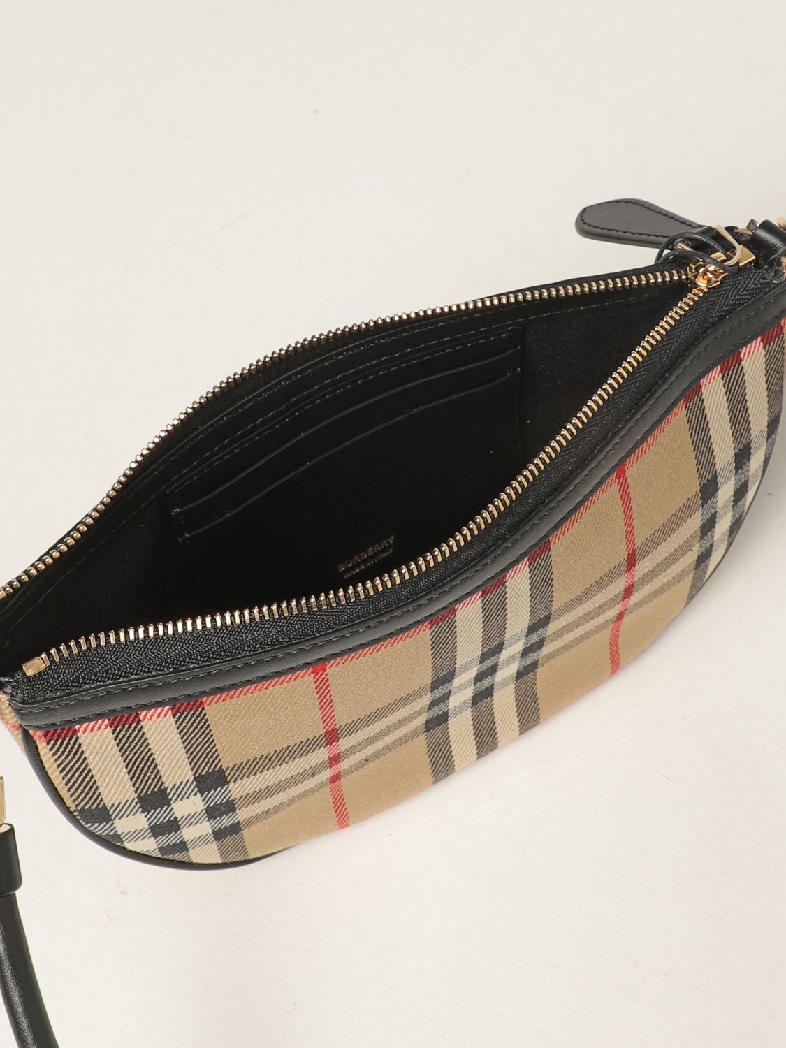 BURBERRY: bag in check canvas and leather | Mini Bag Women | Mini Bag Burberry 8043405 GIGLIO.COM