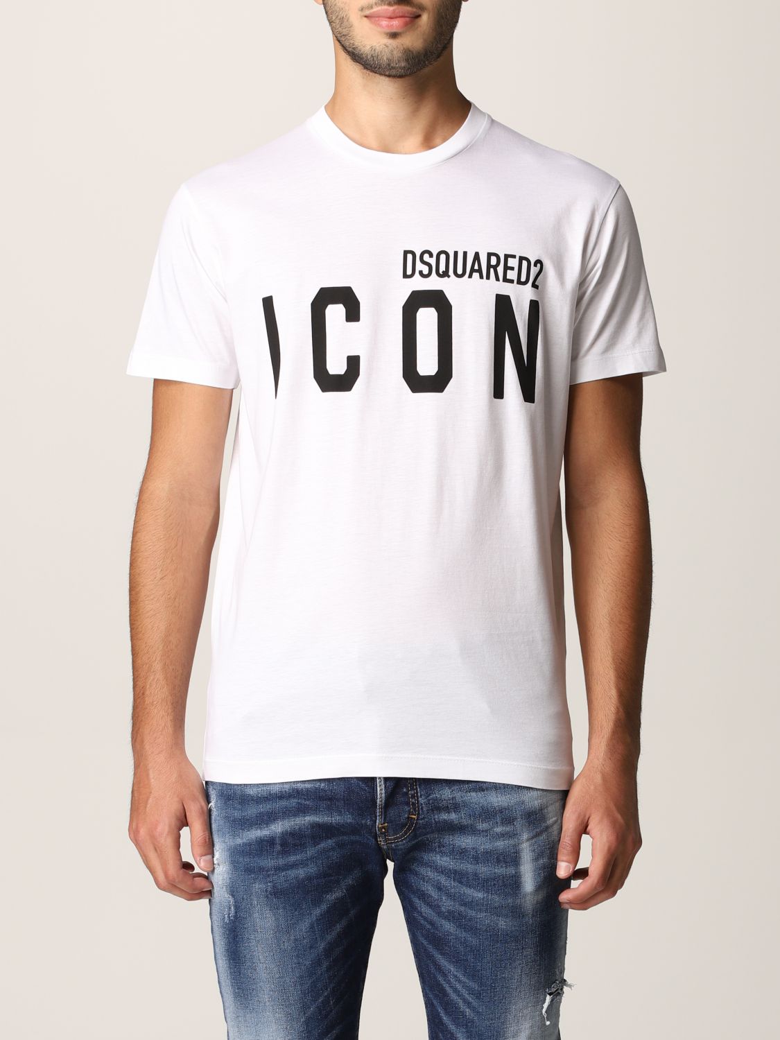 Eftermæle log Decode DSQUARED2: cotton T-shirt with Icon logo - White | Dsquared2 t-shirt  S79GC0003S23009 online on GIGLIO.COM