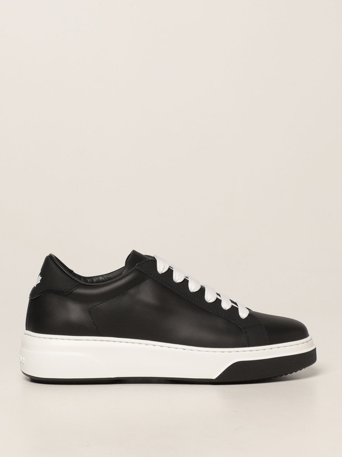 DSQUARED2: Bumper leather sneakers - Black | Dsquared2 sneakers ...