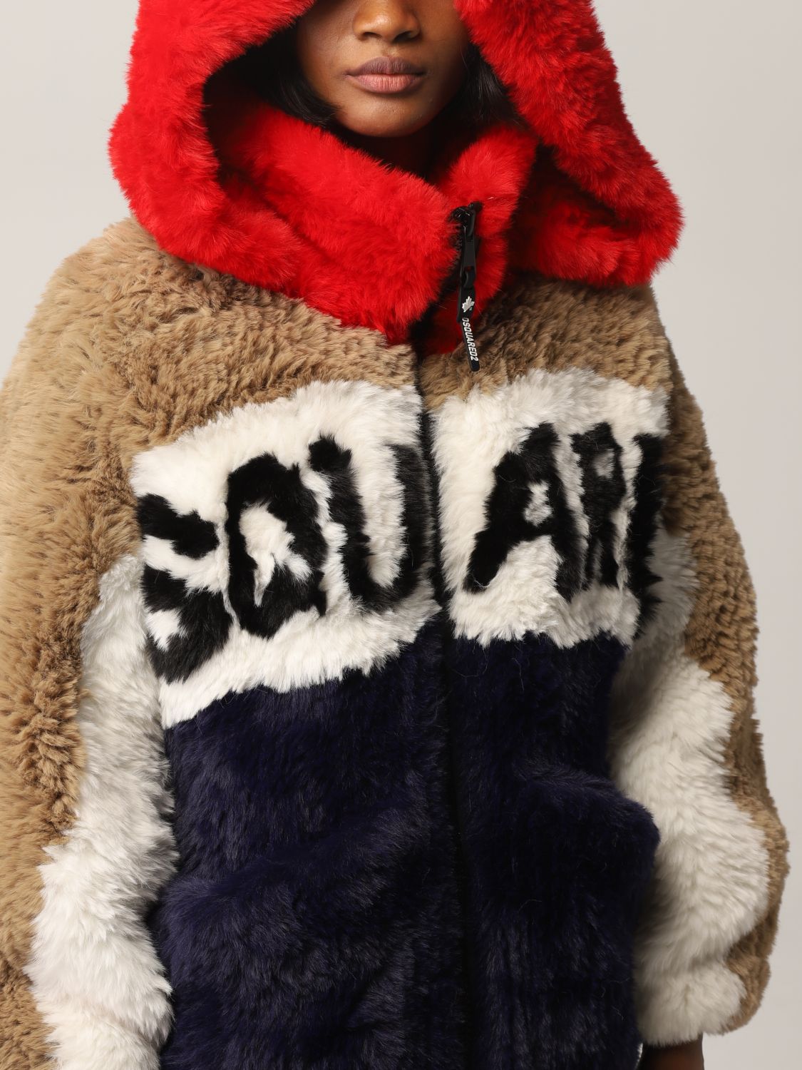 Fur coats Dsquared2: Dsquared2 synthetic fur with logo black 5