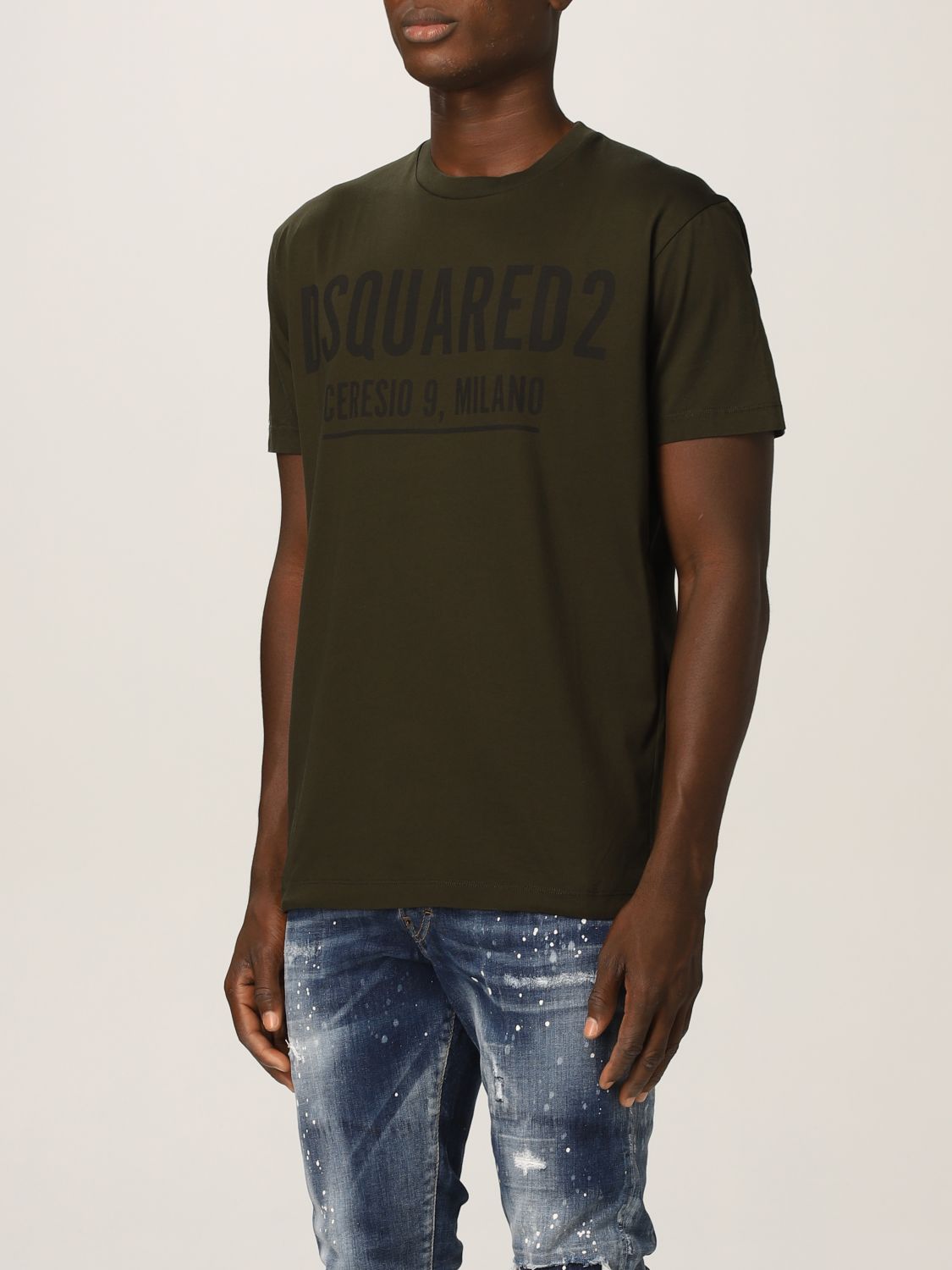 DSQUARED2: cotton T-shirt with logo - Military | T-Shirt Dsquared2 
