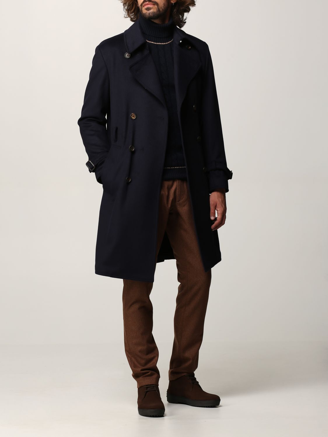 Trench coat Eleventy: Eleventy trench coat in wool blend blue 2