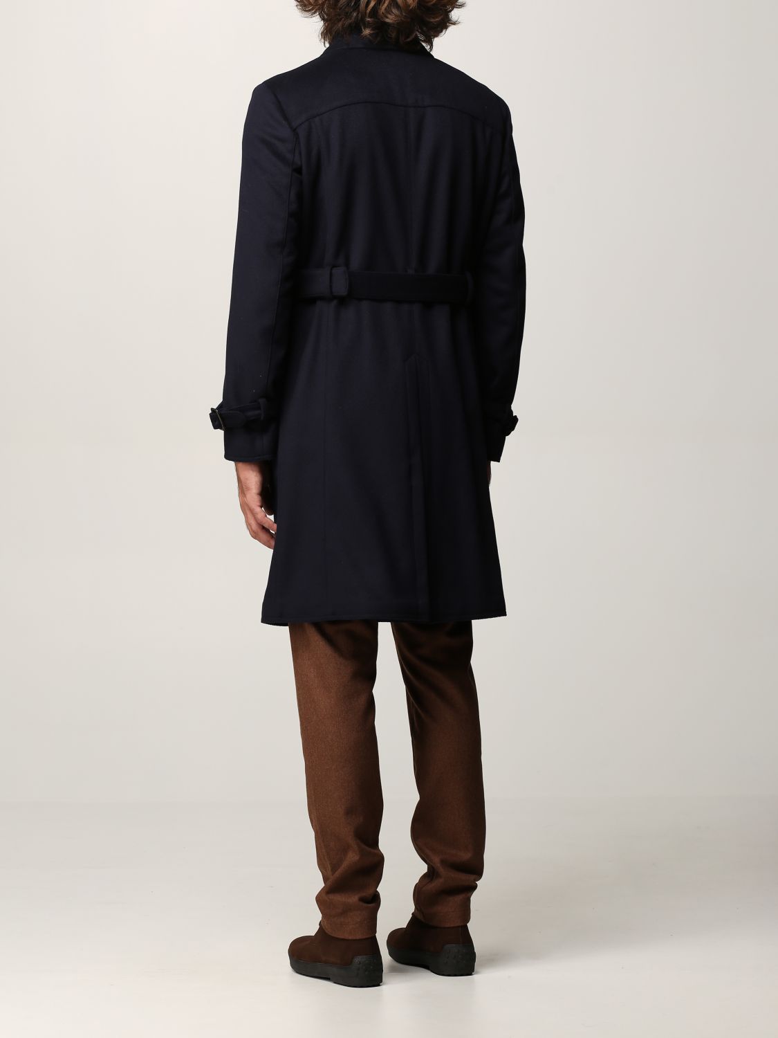 Trench coat Eleventy: Eleventy trench coat in wool blend blue 3