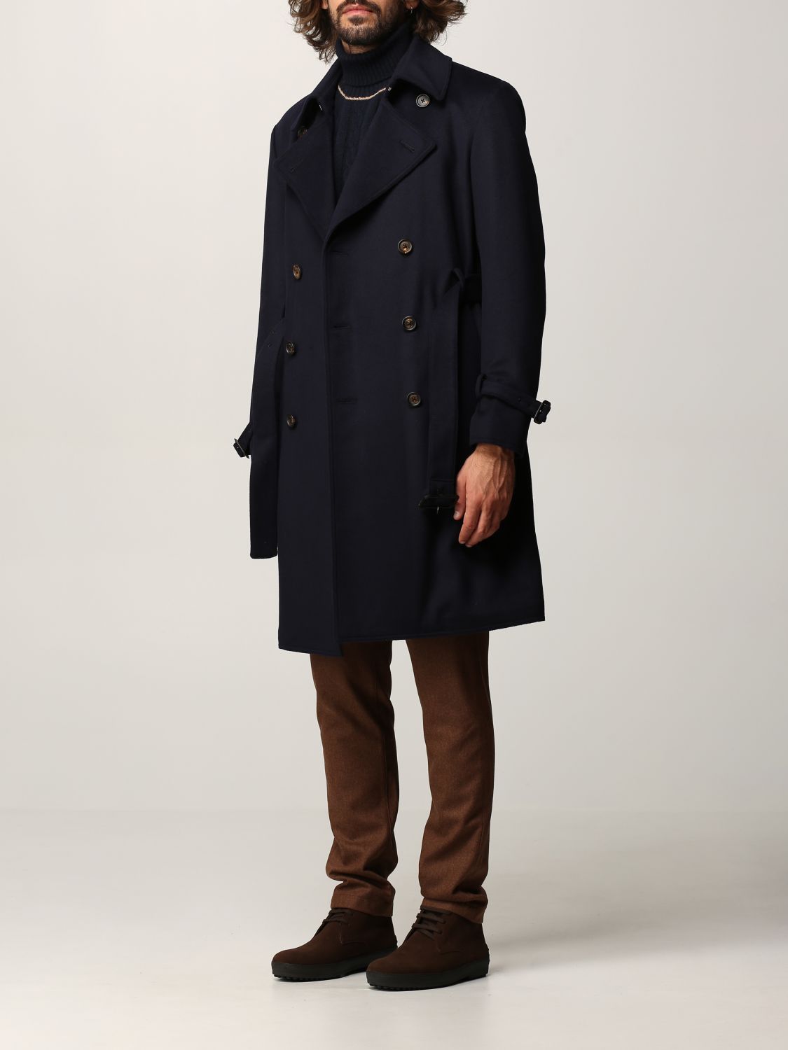Trench coat Eleventy: Eleventy trench coat in wool blend blue 4