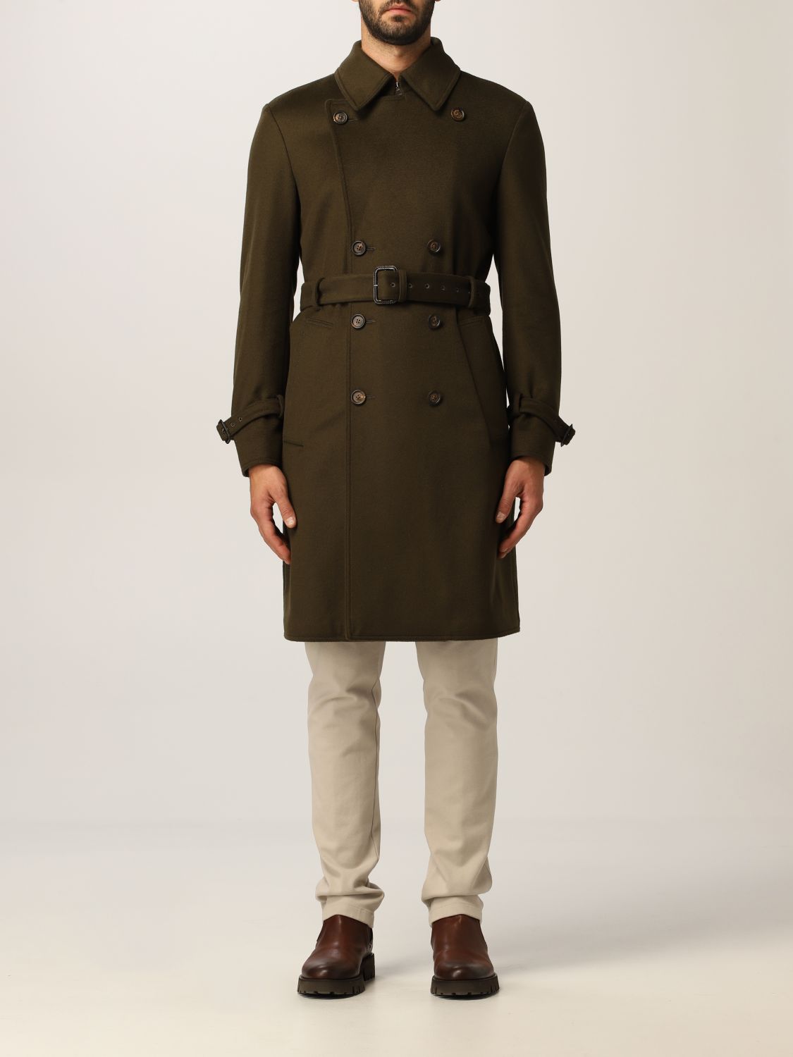 Trench coat Eleventy: Eleventy trench coat in wool blend military 1