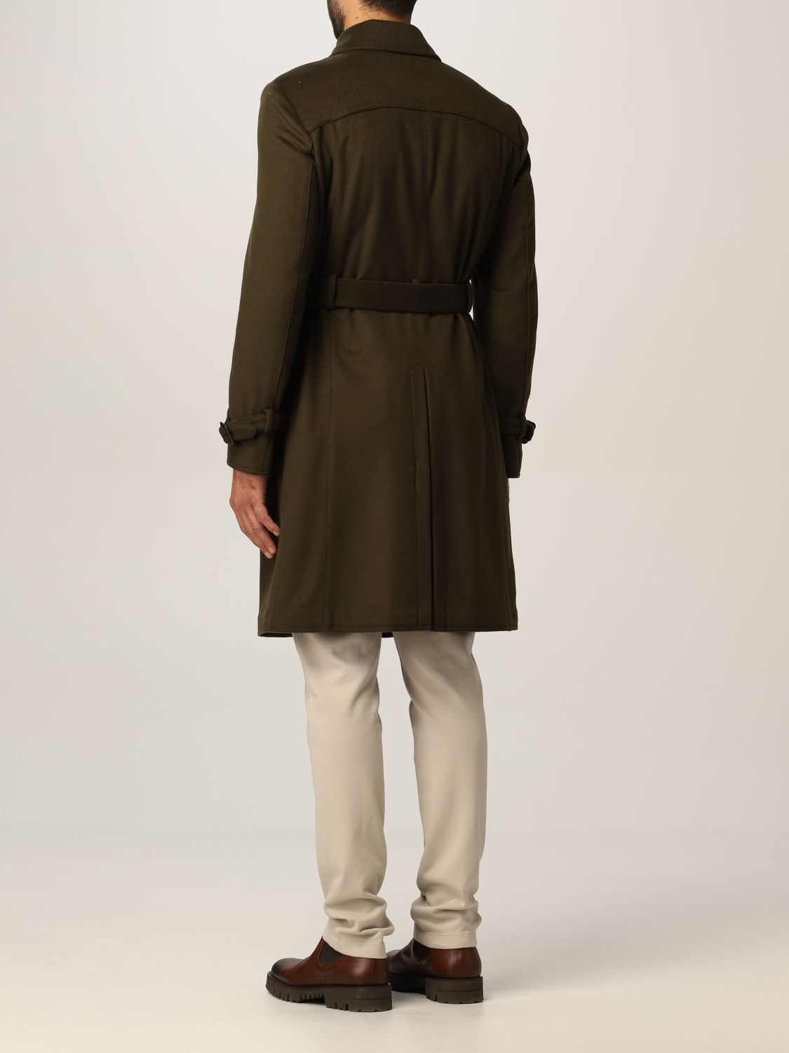 Trench coat Eleventy: Eleventy trench coat in wool blend military 3