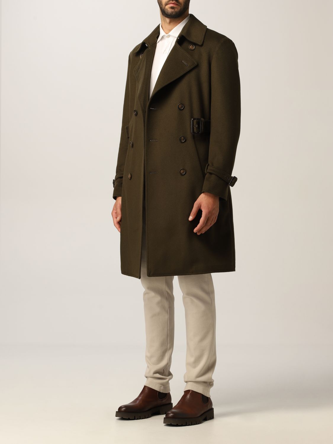Trench coat Eleventy: Eleventy trench coat in wool blend military 4