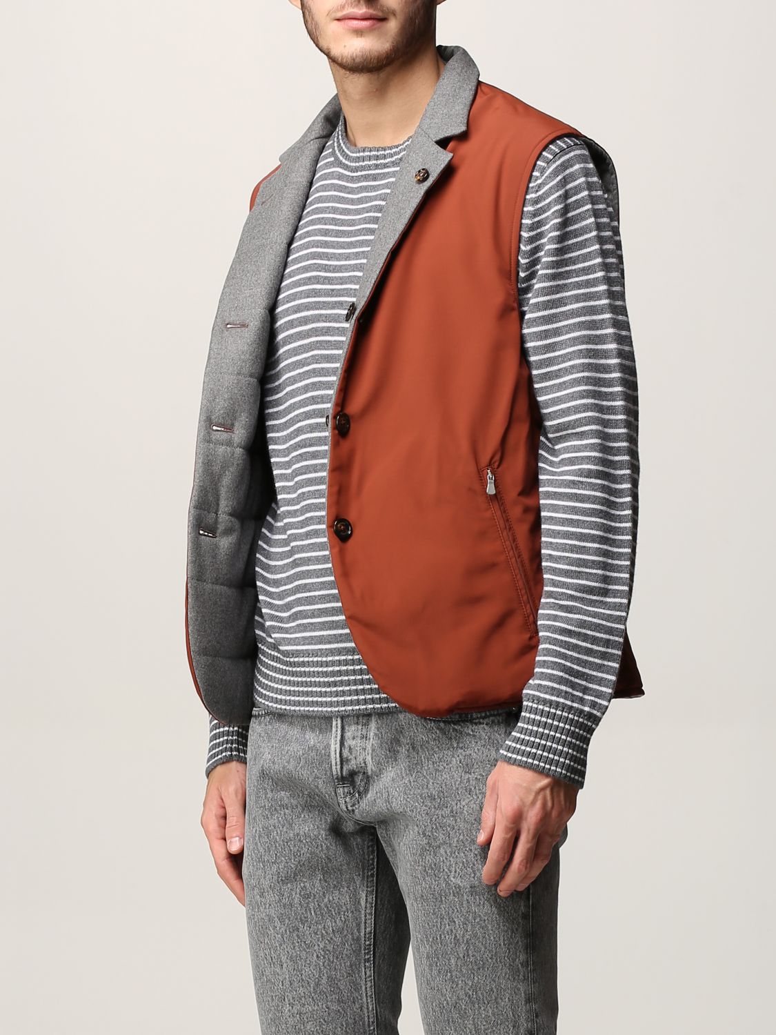 Suit vest Eleventy: Eleventy reversible gilet in nylon and wool grey 4