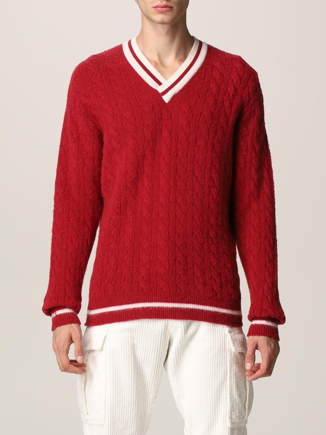 men's red knit sweater