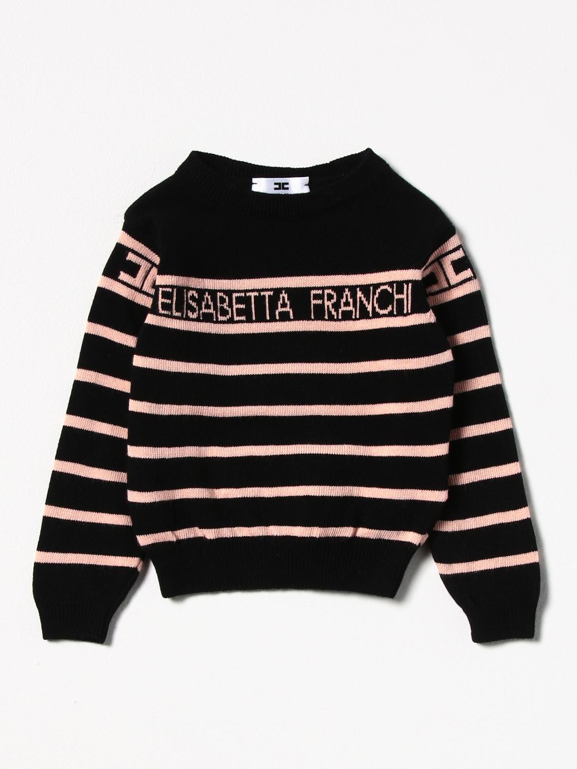 ELISABETTA FRANCHI: Maglia a righe - Nero | Maglia Elisabetta Franchi  EGMA11 GIGLIO.COM
