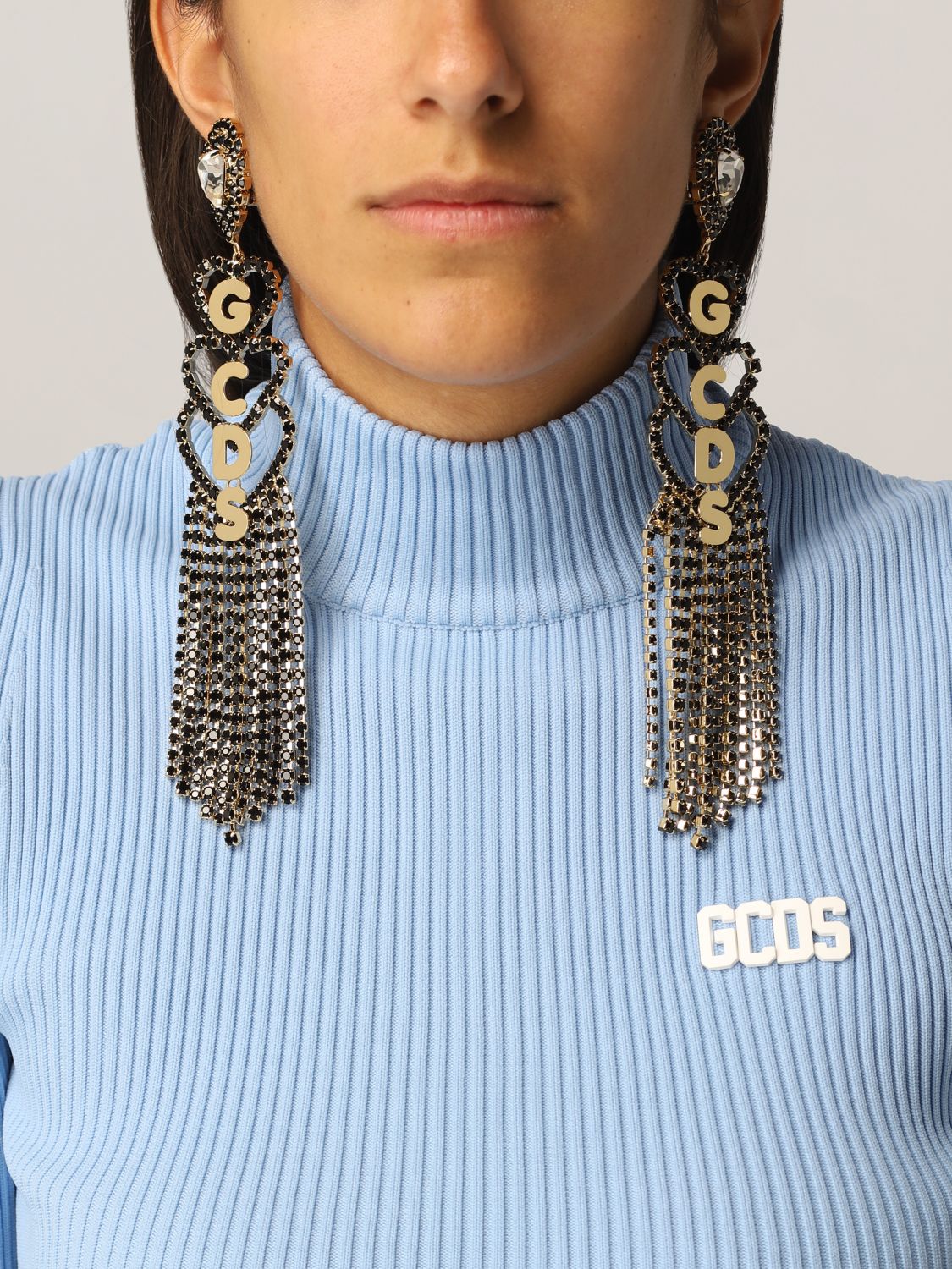 珠宝首饰 Gcds: Candelier Gcds 耳环，配超大水晶心形 黑色 2