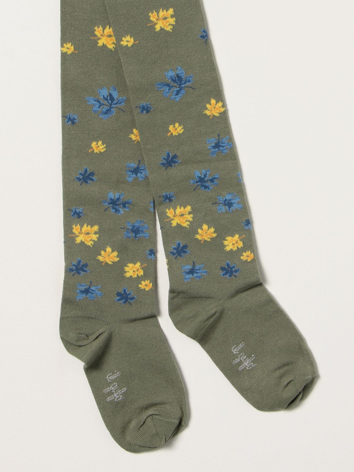 Socks Il Gufo: Il Gufo floral patterned tights green 2
