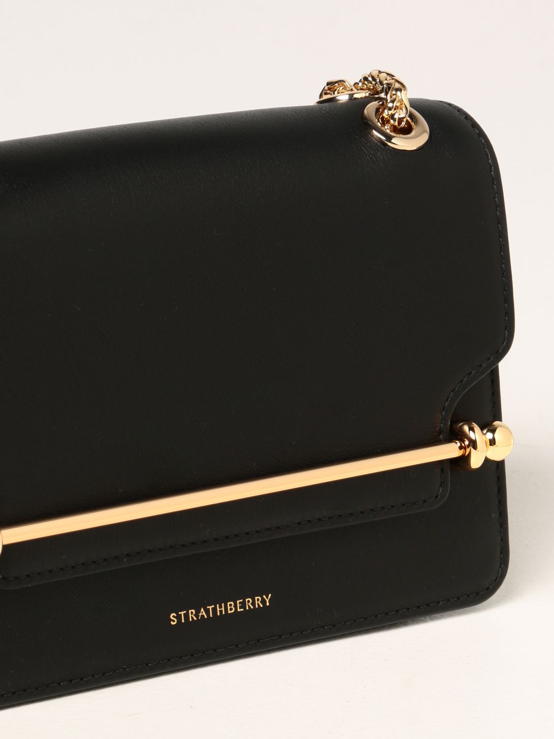Strathberry Mini Leather East West Bag - Black - One Size