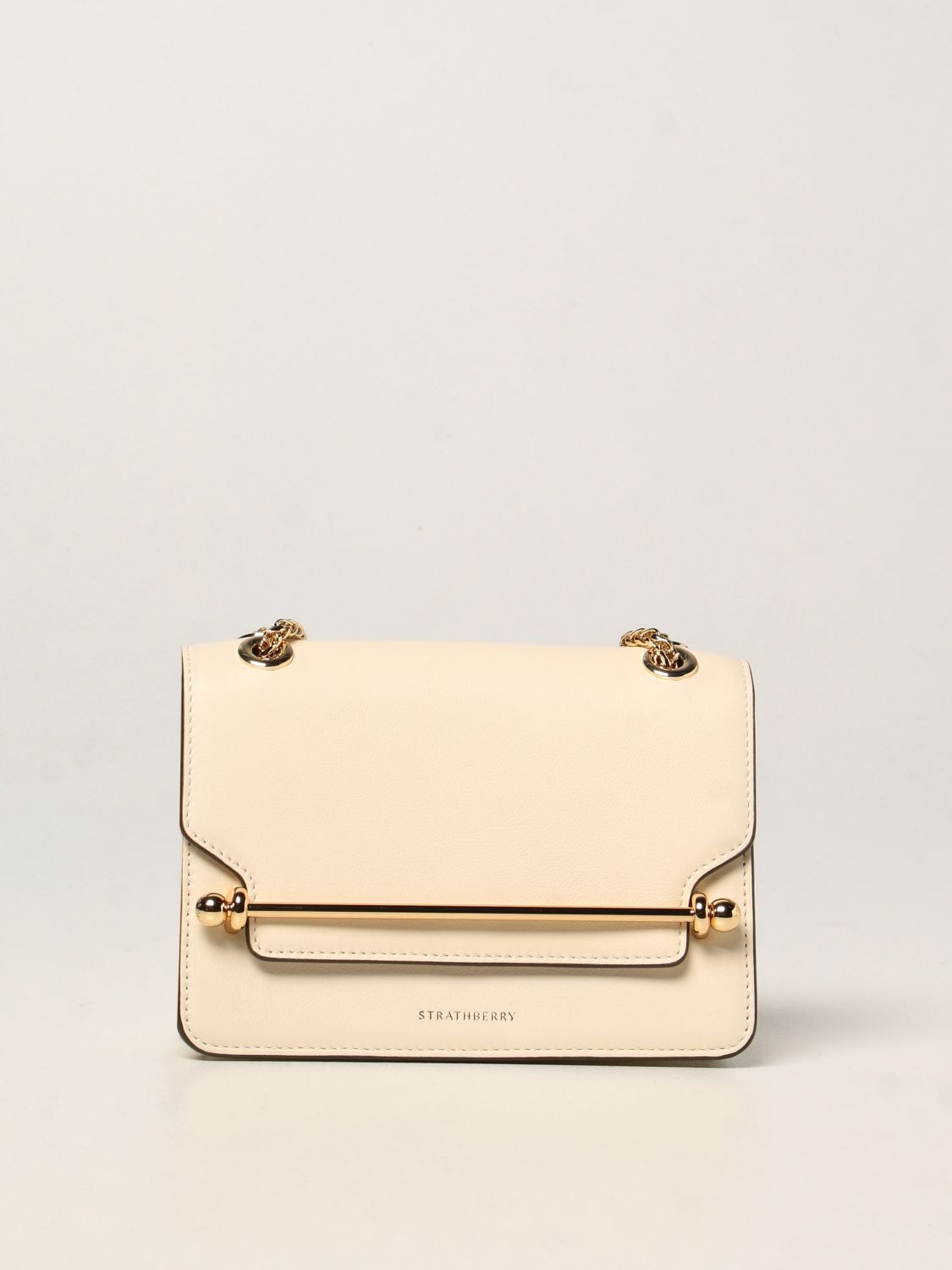 STRATHBERRY: East / West mini leather bag - Yellow Cream 