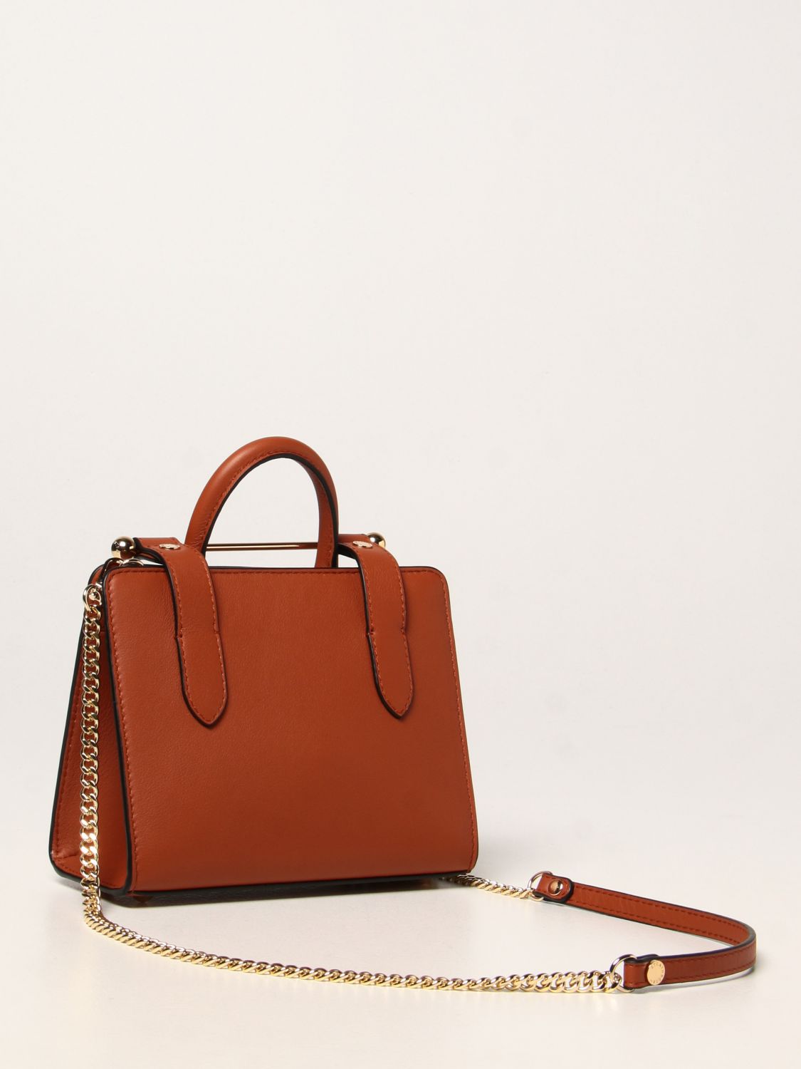 Strathberry The Nano Tote Bag In Brown Leather in Natural