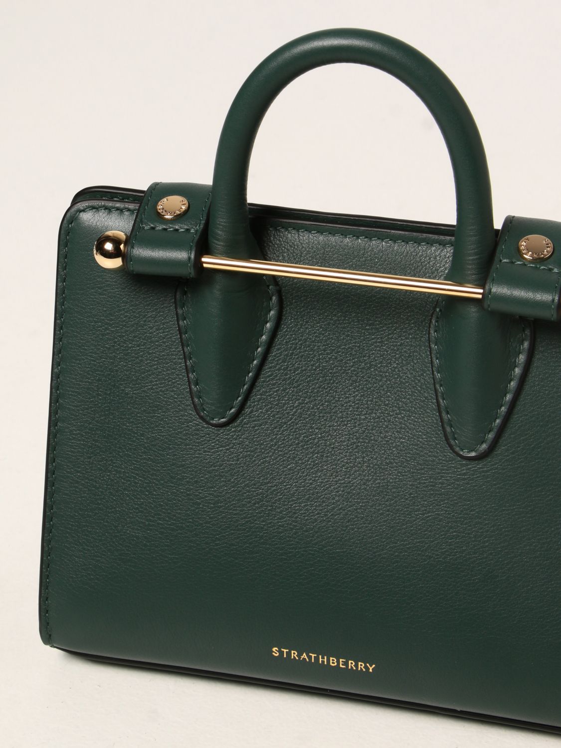 STRATHBERRY: nano tote bag in leather - Green | Strathberry mini bag ...