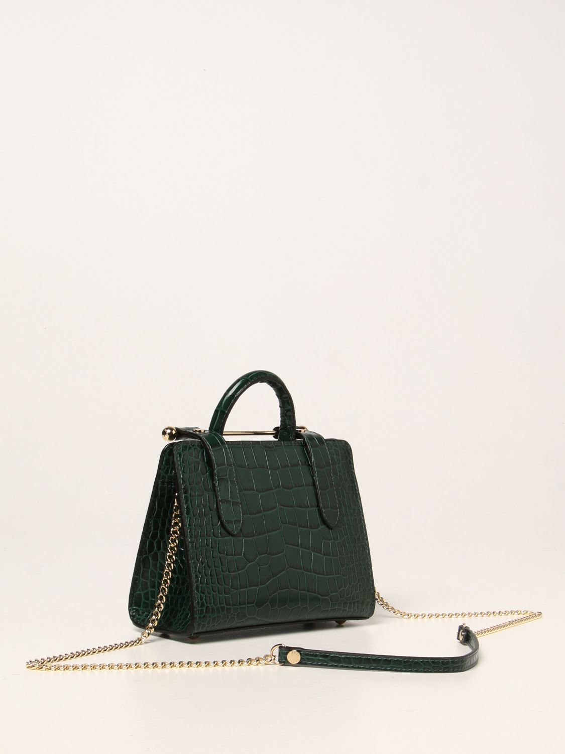 The Strathberry Nano Tote - Top Handle Leather Mini Tote Bag - Green