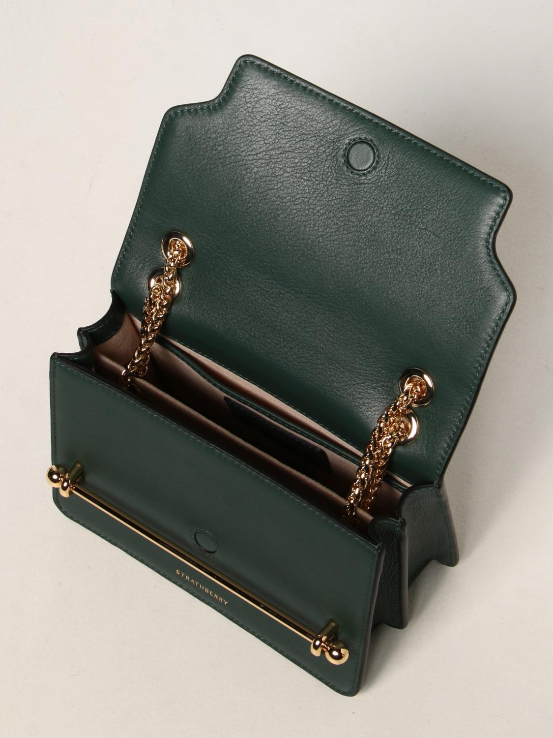 STRATHBERRY East / West mini leather bag Green Mini Bag