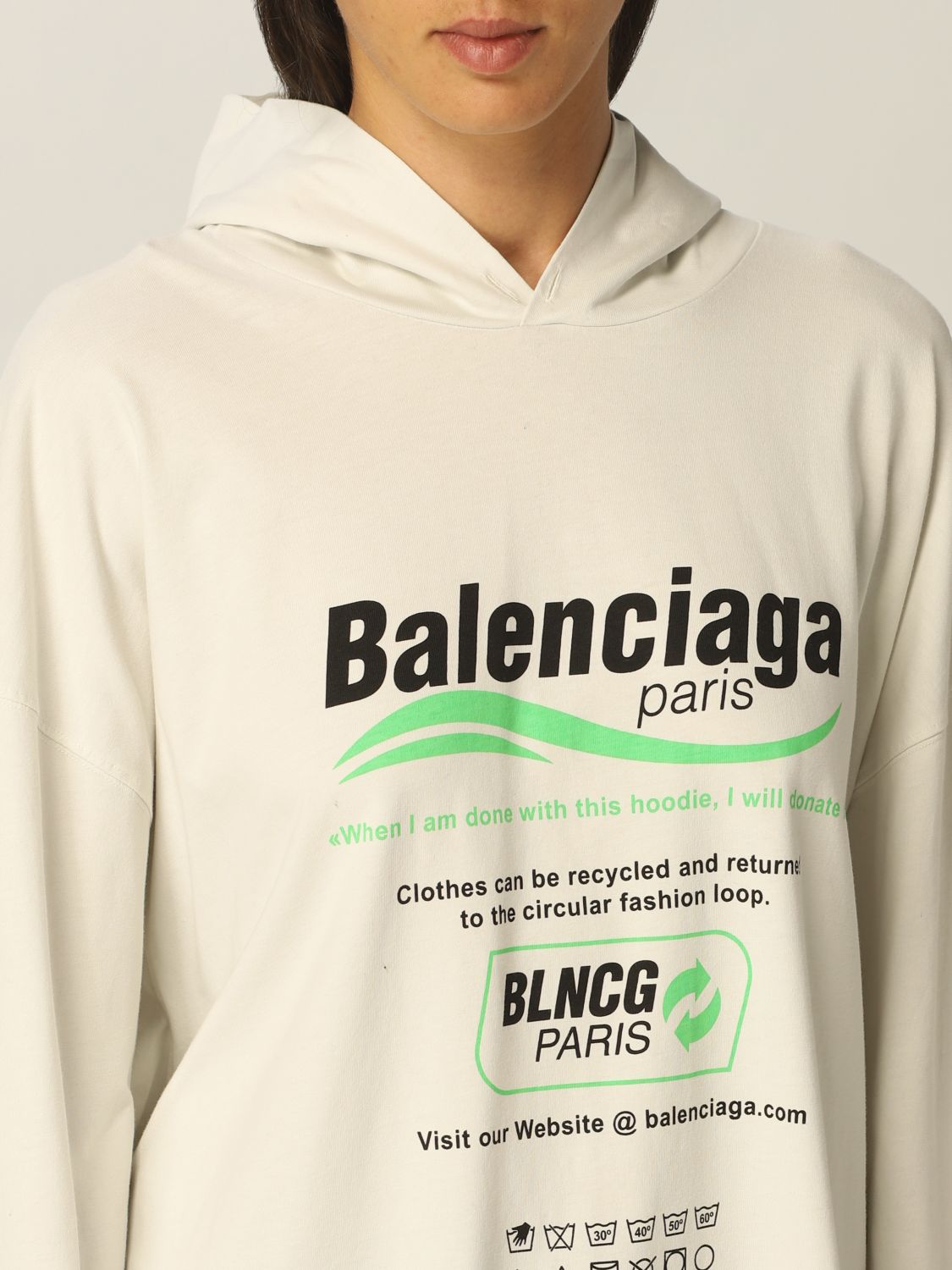 BALENCIAGA: cotton T-shirt with Dry Cleaning print - White