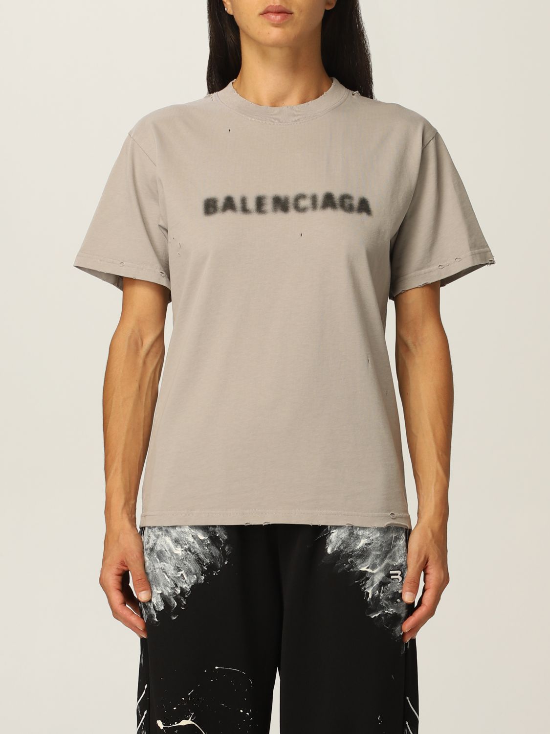 BALENCIAGA：Tシャツ レディース - グレー | GIGLIO.COMオンラインの 