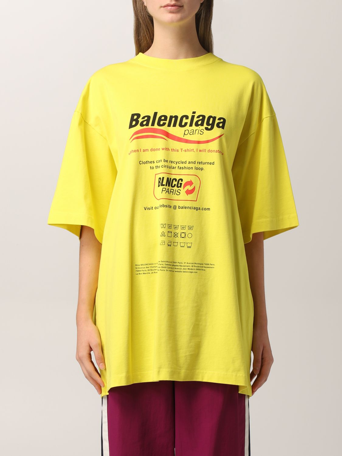 BALENCIAGA：Tシャツ レディース - イエロー | GIGLIO.COMオンラインの 